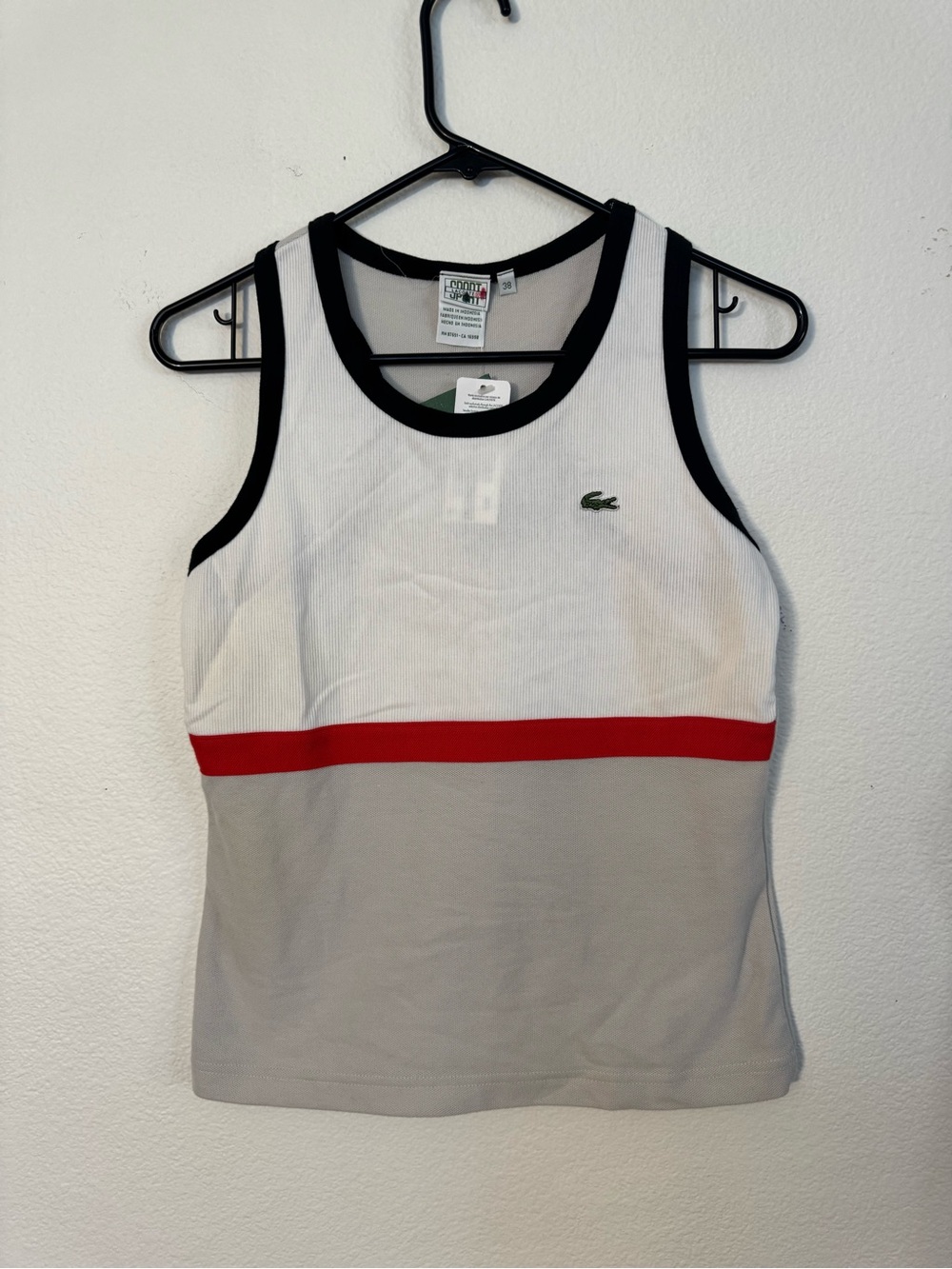 Lacoste Sport Ribbed Tank Top — White, Black, Olive Green, Red